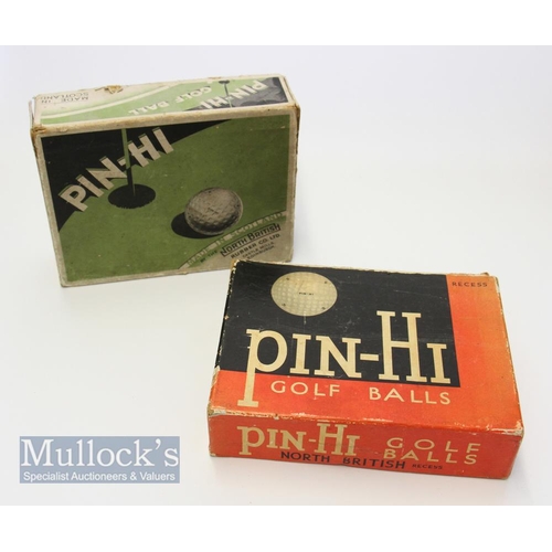 608 - 2x North British Rubber Co Ltd Scotland Pin-Hi Golf Ball Boxes  both with hinged lids to hold 12x g... 