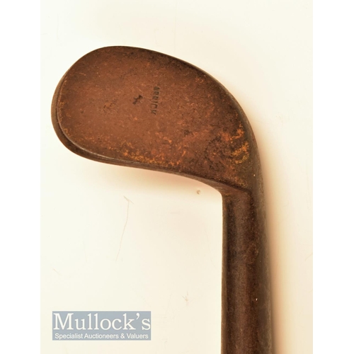 61 - c1850 Carrick track iron with oval hosel near head, an indicator of an early blacksmith made iron, 5... 