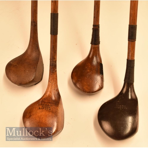 76 - 4x Assorted woods to include black stained Spalding Argyle driver with unusual alloy sole plate toge... 