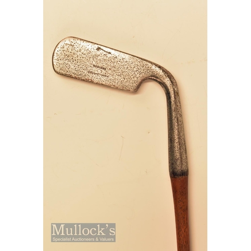 93 - Fine Tom Stewart Kinnells patent hosel/ neck putter pat no 21039 fitted with a period leather grip N... 