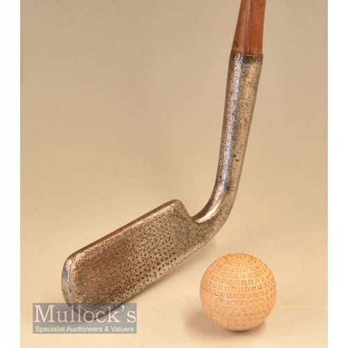 93 - Fine Tom Stewart Kinnells patent hosel/ neck putter pat no 21039 fitted with a period leather grip N... 