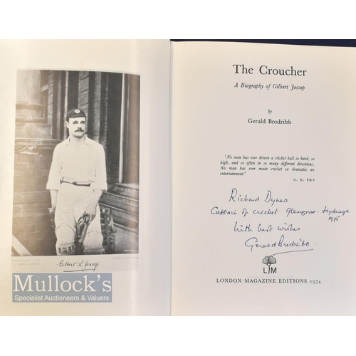 953 - Gerald Brodribb Signed ~The Croucher~ Cricket Book HB with DJ 1st ed in as new condition