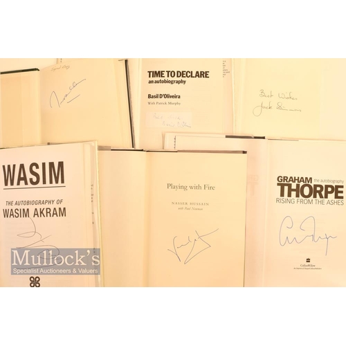 961 - Selection of Signed Cricket Books including Playing with Fire, The Autobiography of Wasim Akram, Aut... 