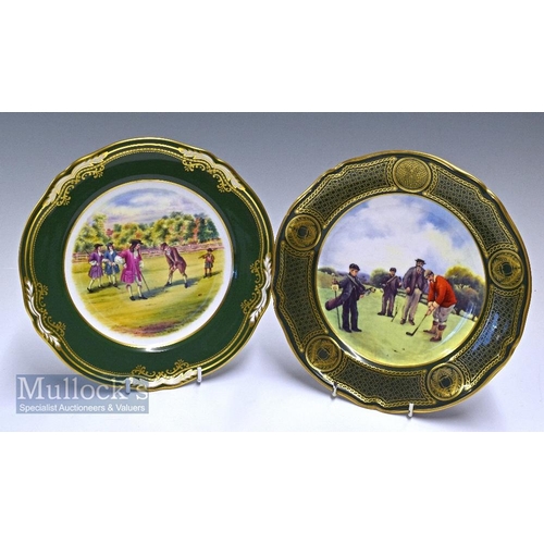 166 - Pair of Spode Plates: One by K Pickin ~Golf at Blackheath 1775~ and Antique Golf Series No.1 limited... 