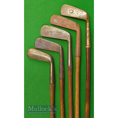 36 - 5x Various putters including Wright & Ditson US straight blade; a putting cleek showing the Rifle cl... 