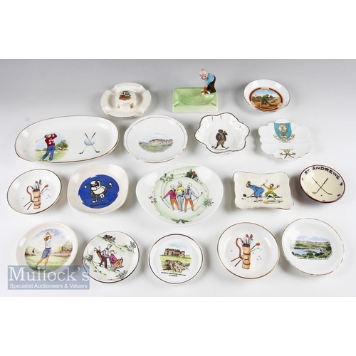 158 - Selection of Golfing Ceramic Dishes and Saucers (17) incl examples by Queensberry, Royal Grafton, Ro... 