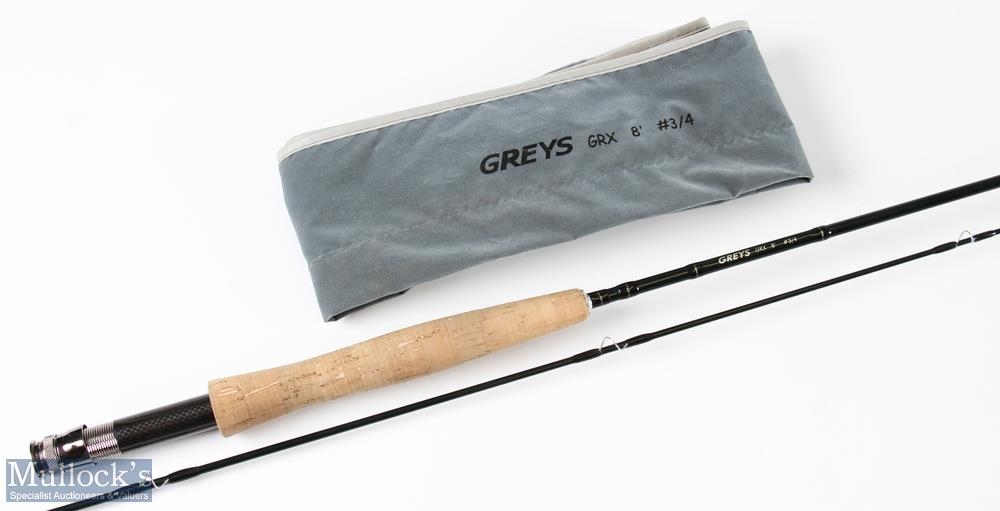 Greys GRX Carbon 8ft fly rod 2pc line 3/4# with light use, cloth bag and  cardboard tube