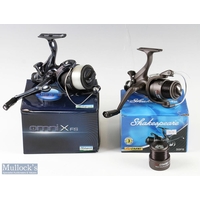 Selection of fishing reels featuring a Browning 9506 spinning reel with 2x  spare spools, a Shimano 2