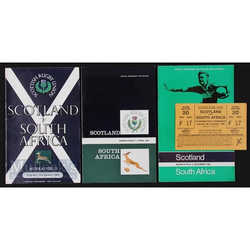 132 - Scotland v South Africa Rugby Programmes & Ticket (4): Magazine style issues for the Murrayfield gam... 