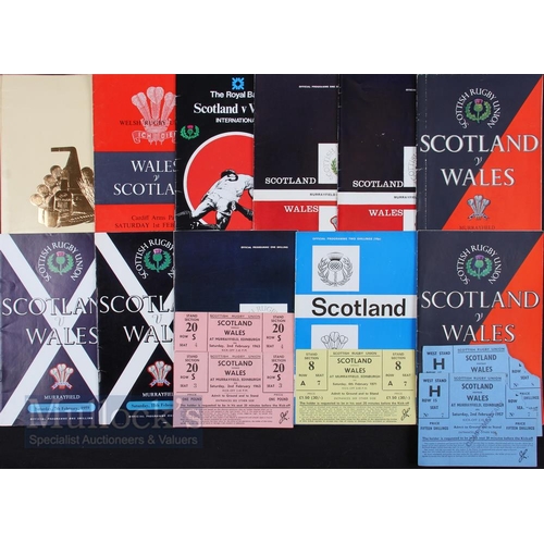 134 - Scotland & Wales Rugby Programmes/Tickets etc (17): Great run of homes v the Welsh 1955-1967, 1971 &... 