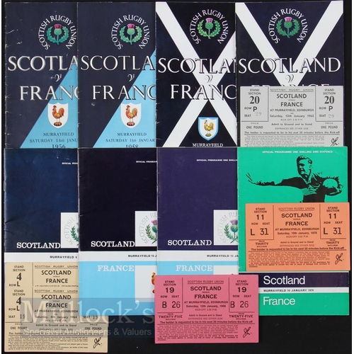 136 - Scotland v France Rugby Programmes/Tickets (12): The home issues v the French from 1956-1970 inclusi... 