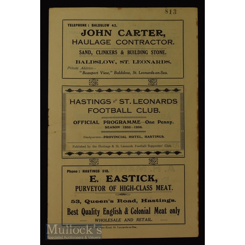 1367 - 1935/36 Hastings & St Leonards v Southwick FAC football match programme 19 October. Fair condition.