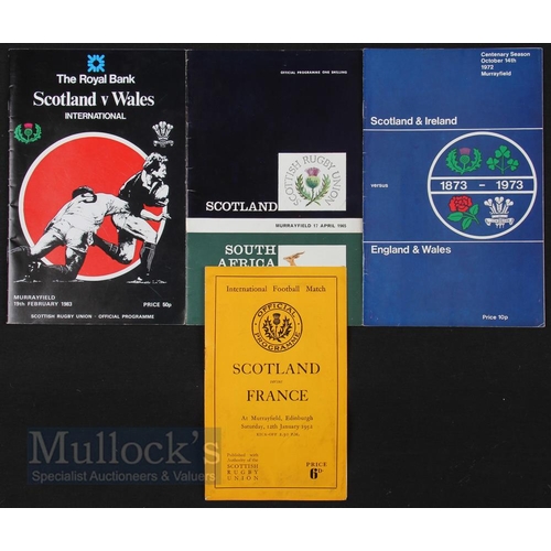137 - Scotland Extras Rugby Programmes 1952-1972 (4): Scotland v France 1952, v South Africa 1965, v Wal... 