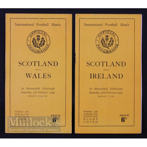 141 - 1949 Scottish Home Rugby Programmes (2): The old Murrayfield style issues v Wales and v Ireland, cha... 