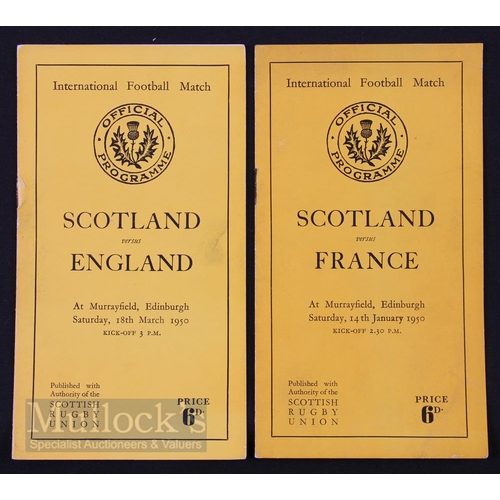 142 - 1950 Scottish Home Rugby Programmes (2): v France, two Lions managers-to-be next to each other in t... 