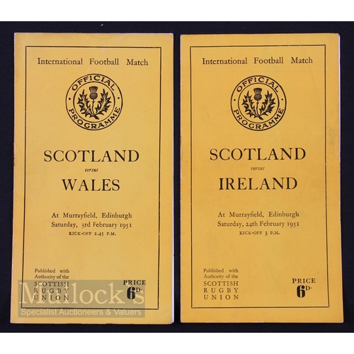 143 - 1951 Scottish Home Rugby Programmes (2): The editions for Wales 19-0 shock defeat, and v Ireland, c... 