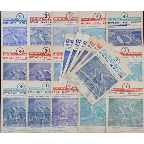 150 - 1946-1957 Inter-Services etc Rugby Programmes (22): Great, 19 of the Army, RAF & Royal Navy clashes ... 