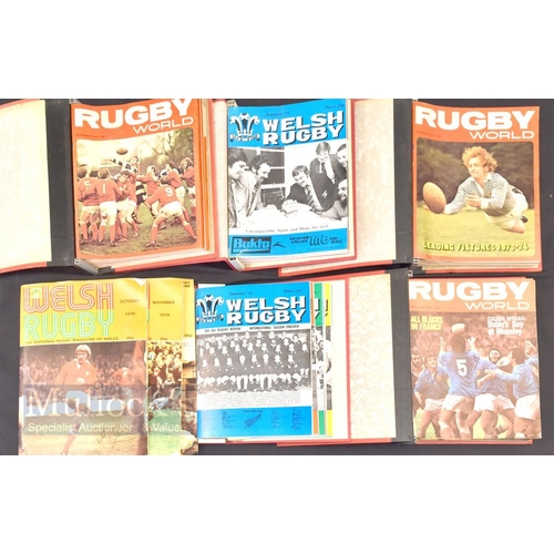 155 - 1972-79 Rugby World & Welsh Rugby Magazines Bound Vols (6): In the official red hard binders with ... 