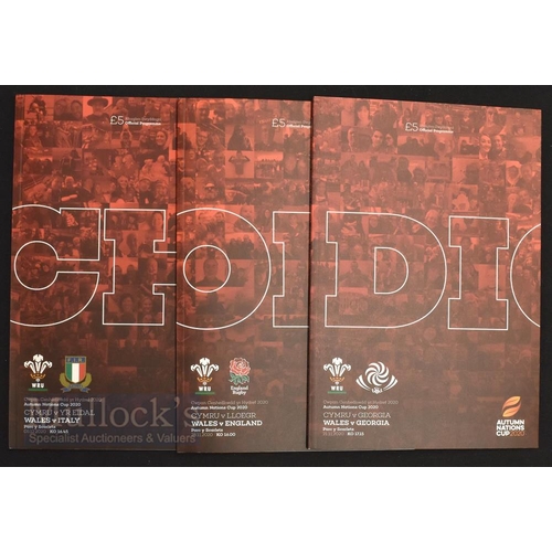 167 - Wales Autumn Cup 2020 Rugby Programmes (3): The games at Llanelli v Georgia, England and Italy. All... 