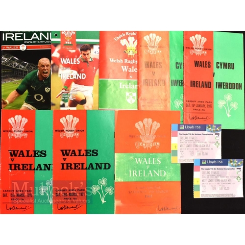 172 - Wales v Ireland Doublers Rugby Programmes etc (10): Two tickets (for 2002) and spare copies of tho... 