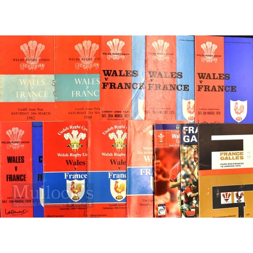 173 - Wales v France Doublers Rugby Programmes (12): 10 homes v France from 1962, 1964, 1972, 1974, Gran... 
