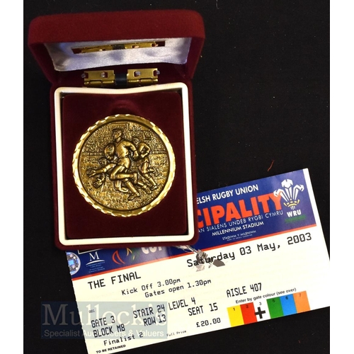 176 - WRU Cup Winners Medal 2002-3, Llanelli RFC: Boxed and in v good order, bronze/gold effect rugby act... 