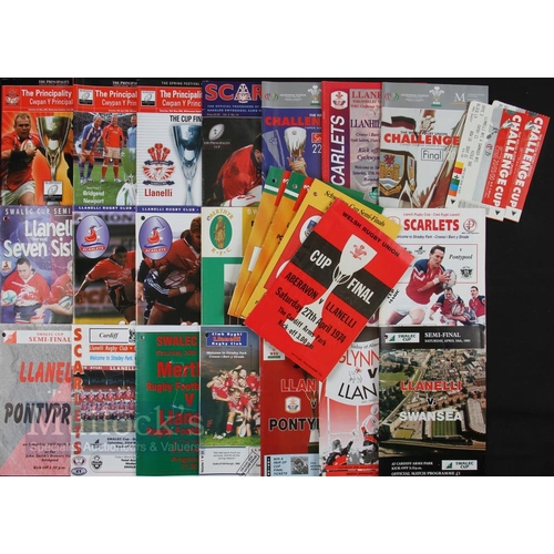 178 - Llanelli WRU Cup Rugby Programmes 1974-2003 (26): Great variety from several finals (inc 1974, & 200... 