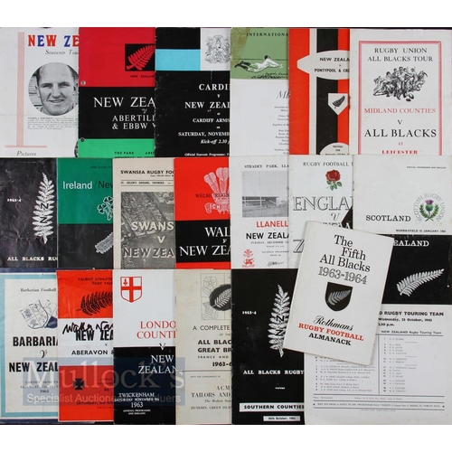 366 - 1963-4 NZ All Blacks Tour Rugby Programmes etc (20): Fifteen issues inc all tests in the UK & Irelan... 