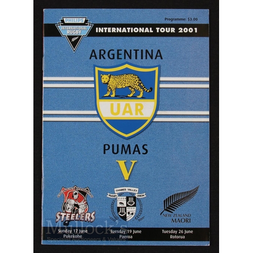 382 - Autographs, 2001 Argentina Rugby Team etc in NZ (28): On the match programme for their touring NZ ga... 