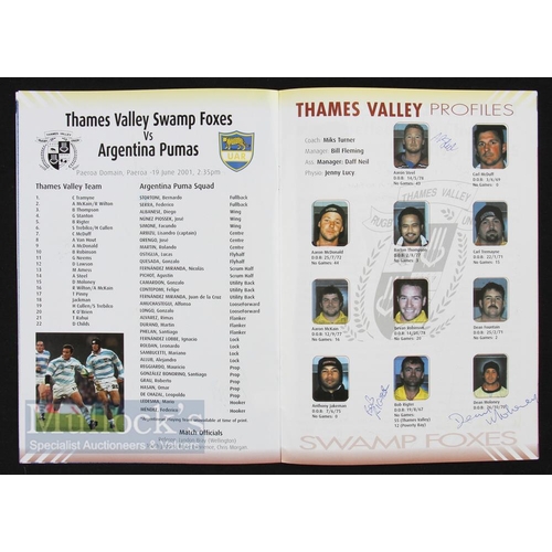 382 - Autographs, 2001 Argentina Rugby Team etc in NZ (28): On the match programme for their touring NZ ga... 