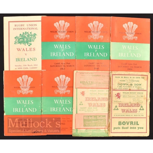 411 - 1949-2003 Wales v Ireland Rugby Programmes (26): Nearly 25 years of Celtic clashes, missing only 195... 