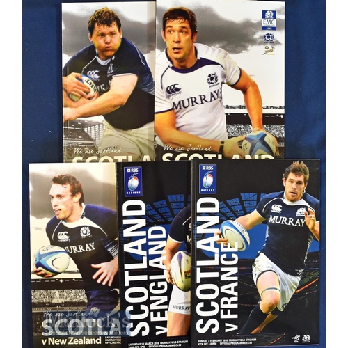 154 - Scotland Home Rugby Programmes 2010 (5): Fine large Murrayfield issues for the Six Nations clashes w... 