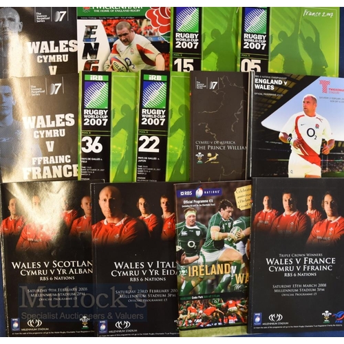 160 - 2007-2008 Great Wales inc signed Rugby Programme Collection (13): 3 World Cup warm-ups plus all four... 
