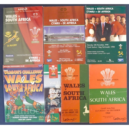 416 - 1960-2000 Wales v South Africa Rugby Programmes (7): 1960, the draw of 1970, 1994, 1996, 1998 (Wembl... 