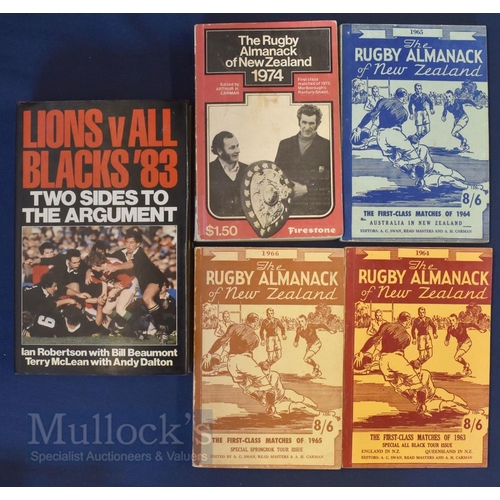 418 - NZ Interest Rugby Books (5): The New Zealand Rugby Almanack editions for 1963, 1964 & 1965 plus 1974... 