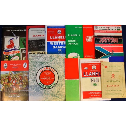 179 - Llanelli v Tourists Rugby Programme Collection (10): v Australia 1947 (worn), 1967 & 1975; New Zeala... 
