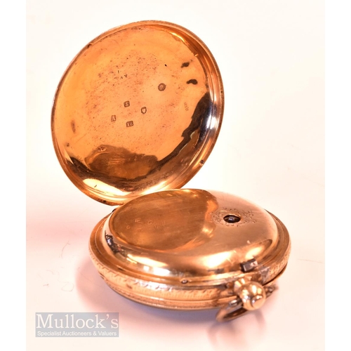 93 - Victorian 18ct Gold Fob Watch with highly decorative case and rear, London hallmark to rear case and... 