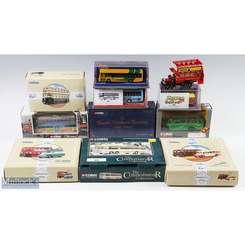 13 - 10x Corgi Toys Diecast Commercial Buses, Trams and Coaches Transportation incl' 9x Boxed sets and 1 ... 