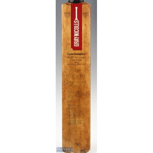 1051 - Signed Gray-Nicolls 'Sportsmaster' Bert Williams Bilston and Wolverhampton retailed Cricket Bat with... 