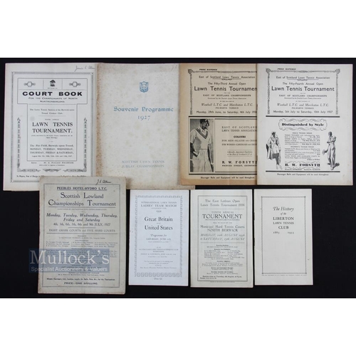 1183 - 1927-1936 Lawn Tennis programmes and booklets, to include East Lothian Open 1936, East Lothian Histo... 