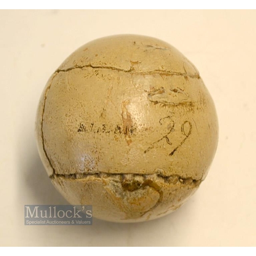 121 - Fine Allan Robertson St Andrews Master feather golf ball maker - large feathery golf ball stamped Al... 