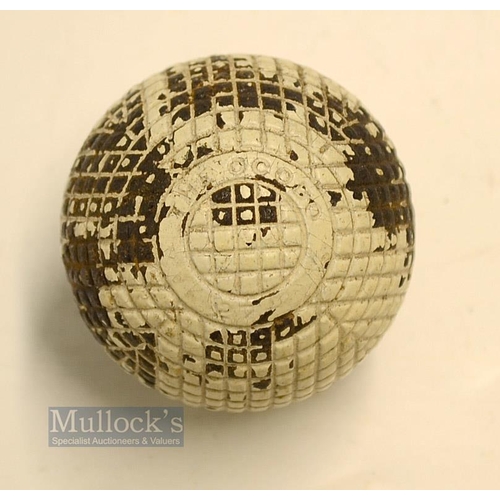 126 - The Ocobo 27 fine moulded mesh pattern guttie golf ball - with makers marks impressed to each pole i... 