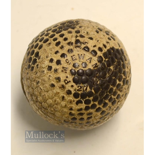 130 - Scarce P McEwan 27½ bramble pattern guttie golf ball - some visible strike marks, retaining some of ... 