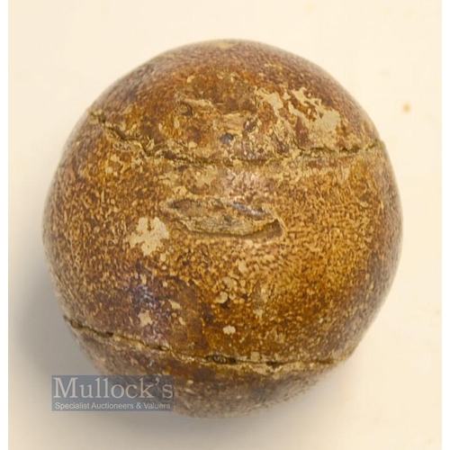 133 - Unnamed Small Leather Feather filled golf ball c1840- very solid, round well finished period feather... 