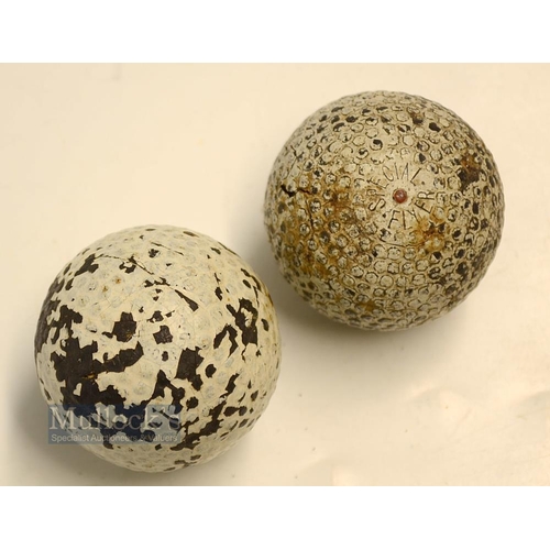 135 - 2x Bramble Pattern Golf Balls - incl The Special Flyer Red Dot and an indistinct stamped golf rubber... 