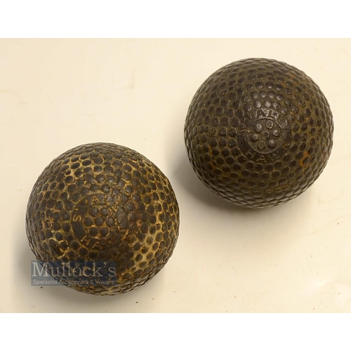 145 - 2x Springvale The Hawk Bramble Pattern Golf Balls - one with no paint hardly and the other with trac... 