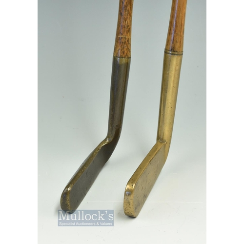 170 - Early Willie Park Brass Blade and an early Brass Gem Putter (2) - W Park Musselburgh thick brass str... 