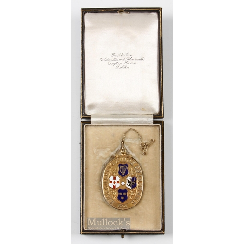 202 - R A Whitcombe - Rare 1936 Open Golf Championship of Ireland Winners 18ct Gold And Enamel Medal - pla... 