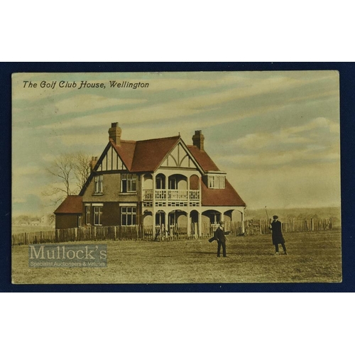 211 - 1918 The Golf Club House Wellington Shropshire coloured golfing post card - standing where the futur... 