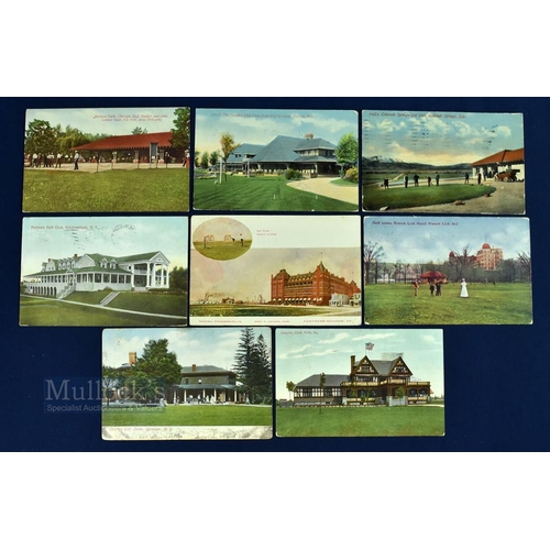 221 - Collection of early American golfing postcards dated from 1907-1914 (8) Country Club Omaha, Mohawk G... 